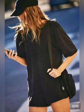 Free People MVT Hot Shot Tee Romper NWT. XS/S  Black